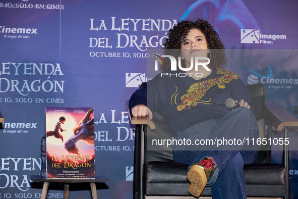 Lucero Mijares speaks during a press conference to promote the animated film 'La Leyenda del Dragon' at Cinemex Artz Pedregal in Mexico City...