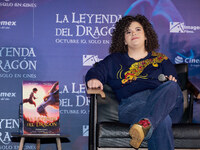 Lucero Mijares speaks during a press conference to promote the animated film 'La Leyenda del Dragon' at Cinemex Artz Pedregal in Mexico City...