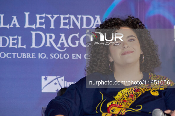 Lucero Mijares speaks during a press conference to promote the animated film 'La Leyenda del Dragon' at Cinemex Artz Pedregal in Mexico City...