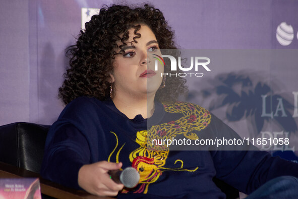 Lucero Mijares speaks during a press conference to promote the animated film 'La Leyenda del Dragon' at Cinemex Artz Pedregal in Mexico City...