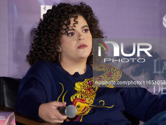 Lucero Mijares speaks during a press conference to promote the animated film 'La Leyenda del Dragon' at Cinemex Artz Pedregal in Mexico City...