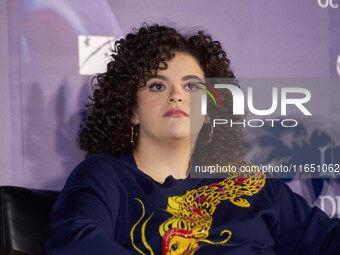 Lucero Mijares speaks during a press conference to promote the animated film 'La Leyenda del Dragon' at Cinemex Artz Pedregal in Mexico City...