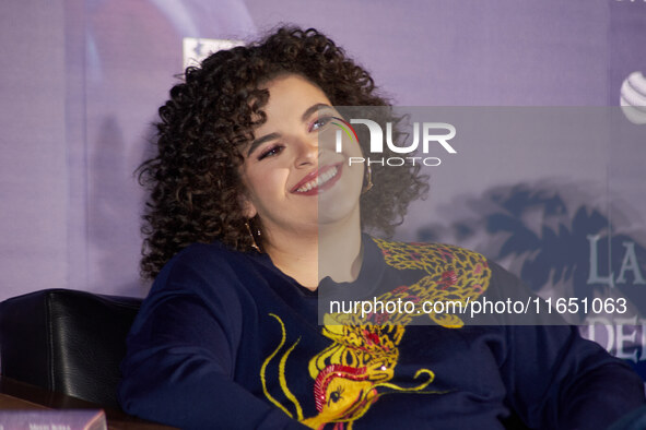 Lucero Mijares speaks during a press conference to promote the animated film 'La Leyenda del Dragon' at Cinemex Artz Pedregal in Mexico City...