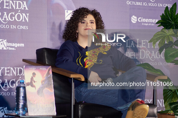 Lucero Mijares speaks during a press conference to promote the animated film 'La Leyenda del Dragon' at Cinemex Artz Pedregal in Mexico City...