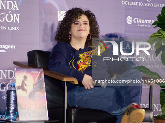 Lucero Mijares speaks during a press conference to promote the animated film 'La Leyenda del Dragon' at Cinemex Artz Pedregal in Mexico City...