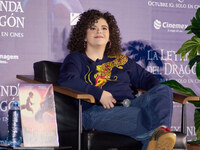 Lucero Mijares speaks during a press conference to promote the animated film 'La Leyenda del Dragon' at Cinemex Artz Pedregal in Mexico City...