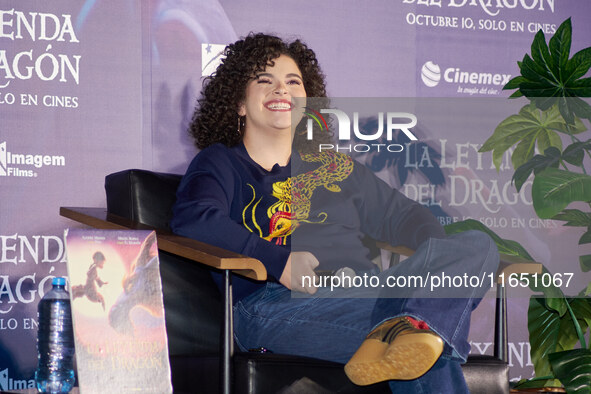 Lucero Mijares speaks during a press conference to promote the animated film 'La Leyenda del Dragon' at Cinemex Artz Pedregal in Mexico City...