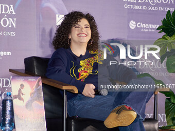 Lucero Mijares speaks during a press conference to promote the animated film 'La Leyenda del Dragon' at Cinemex Artz Pedregal in Mexico City...