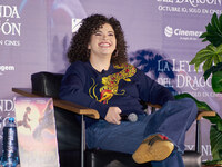 Lucero Mijares speaks during a press conference to promote the animated film 'La Leyenda del Dragon' at Cinemex Artz Pedregal in Mexico City...