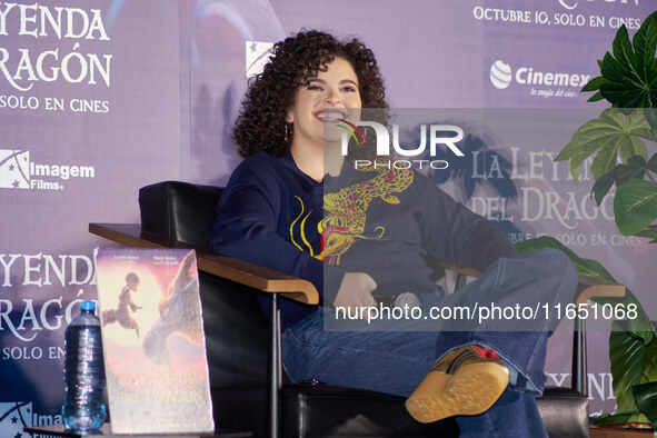 Lucero Mijares speaks during a press conference to promote the animated film 'La Leyenda del Dragon' at Cinemex Artz Pedregal in Mexico City...