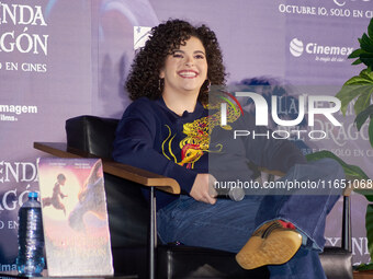 Lucero Mijares speaks during a press conference to promote the animated film 'La Leyenda del Dragon' at Cinemex Artz Pedregal in Mexico City...