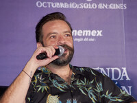 Miguel Burra speaks during a press conference to promote the animation film 'La Leyenda del Dragon' at Cinemex Artz Pedregal in Mexico City,...