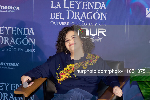 Lucero Mijares speaks during a press conference to promote the animated film 'La Leyenda del Dragon' at Cinemex Artz Pedregal in Mexico City...