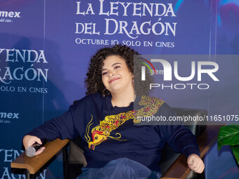 Lucero Mijares speaks during a press conference to promote the animated film 'La Leyenda del Dragon' at Cinemex Artz Pedregal in Mexico City...