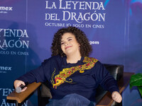 Lucero Mijares speaks during a press conference to promote the animated film 'La Leyenda del Dragon' at Cinemex Artz Pedregal in Mexico City...