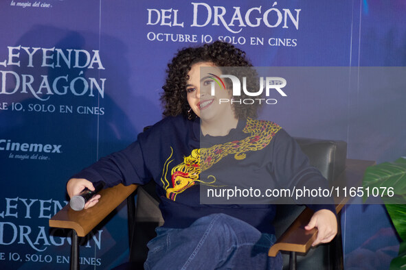 Lucero Mijares speaks during a press conference to promote the animated film 'La Leyenda del Dragon' at Cinemex Artz Pedregal in Mexico City...