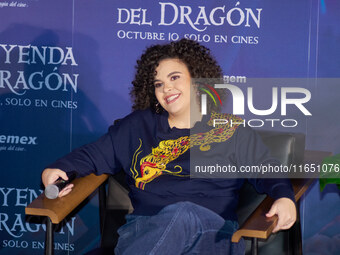 Lucero Mijares speaks during a press conference to promote the animated film 'La Leyenda del Dragon' at Cinemex Artz Pedregal in Mexico City...