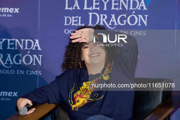 Lucero Mijares speaks during a press conference to promote the animated film 'La Leyenda del Dragon' at Cinemex Artz Pedregal in Mexico City...