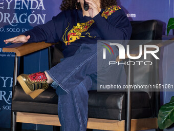 Lucero Mijares speaks during a press conference to promote the animated film 'La Leyenda del Dragon' at Cinemex Artz Pedregal in Mexico City...