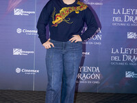 Lucero Mijares poses for photos during a press conference to promote the animated film 'La Leyenda del Dragon' at Cinemex Artz Pedregal in M...