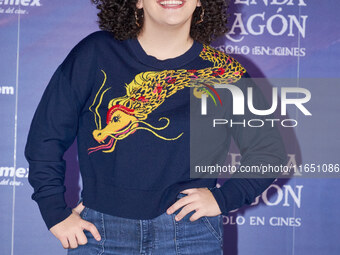 Lucero Mijares poses for photos during a press conference to promote the animated film 'La Leyenda del Dragon' at Cinemex Artz Pedregal in M...