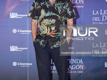 Miguel Burra poses for photos during a press conference to promote the animated film 'La Leyenda del Dragon' at Cinemex Artz Pedregal in Mex...