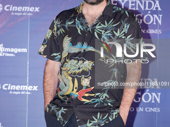 Miguel Burra poses for photos during a press conference to promote the animated film 'La Leyenda del Dragon' at Cinemex Artz Pedregal in Mex...