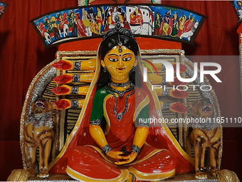 Durga Puja Pandals and idols are pictured during the Hindu Religious Festival 'Durga Puja' in Siliguri, India, on October 9, 2024. (