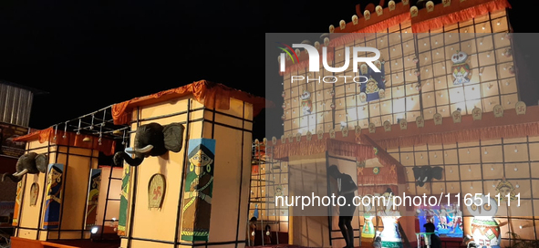 Durga Puja Pandals and idols are pictured during the Hindu Religious Festival 'Durga Puja' in Siliguri, India, on October 9, 2024. 