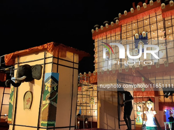 Durga Puja Pandals and idols are pictured during the Hindu Religious Festival 'Durga Puja' in Siliguri, India, on October 9, 2024. (