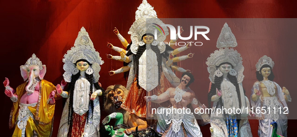 Durga Puja Pandals and idols are pictured during the Hindu Religious Festival 'Durga Puja' in Siliguri, India, on October 9, 2024. 