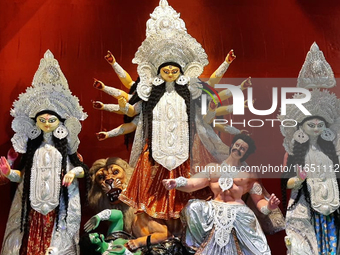 Durga Puja Pandals and idols are pictured during the Hindu Religious Festival 'Durga Puja' in Siliguri, India, on October 9, 2024. (