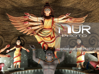 Durga Puja Pandals and idols are pictured during the Hindu Religious Festival 'Durga Puja' in Siliguri, India, on October 9, 2024. (