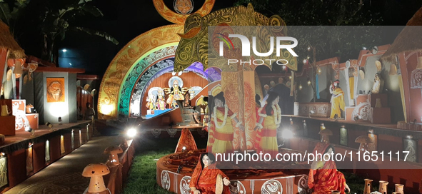 Durga Puja Pandals and idols are pictured during the Hindu Religious Festival 'Durga Puja' in Siliguri, India, on October 9, 2024. 