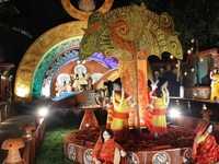 Durga Puja Pandals and idols are pictured during the Hindu Religious Festival 'Durga Puja' in Siliguri, India, on October 9, 2024. (