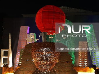 Durga Puja Pandals and idols are pictured during the Hindu Religious Festival 'Durga Puja' in Siliguri, India, on October 9, 2024. (