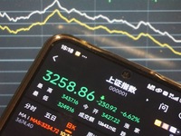 This is the day's stock index closing point displayed on the mobile phone of a citizen in Hangzhou, China, on October 9, 2024. (