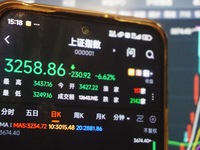 This is the day's stock index closing point displayed on the mobile phone of a citizen in Hangzhou, China, on October 9, 2024. (