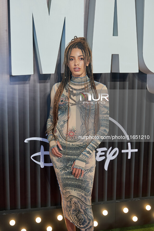 Dariam Coco attends the red carpet of the 'La Maquina' film premiere by Disney Plus at Teatro Telcel in Mexico City, Mexico, on October 8, 2...