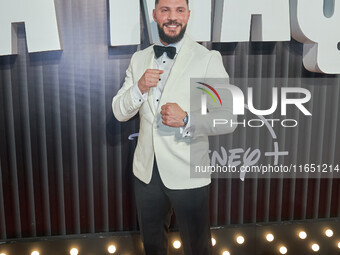 Chris Evangelou attends the red carpet of the 'La Maquina' film premiere by Disney Plus at Teatro Telcel in Mexico City, Mexico, on October...