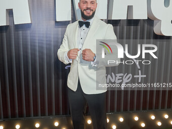 Chris Evangelou attends the red carpet of the 'La Maquina' film premiere by Disney Plus at Teatro Telcel in Mexico City, Mexico, on October...