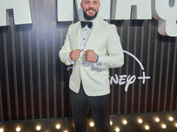 Chris Evangelou attends the red carpet of the 'La Maquina' film premiere by Disney Plus at Teatro Telcel in Mexico City, Mexico, on October...