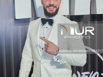 Chris Evangelou attends the red carpet of the 'La Maquina' film premiere by Disney Plus at Teatro Telcel in Mexico City, Mexico, on October...