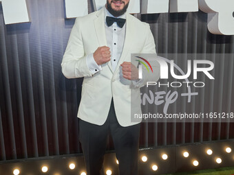 Chris Evangelou attends the red carpet of the 'La Maquina' film premiere by Disney Plus at Teatro Telcel in Mexico City, Mexico, on October...