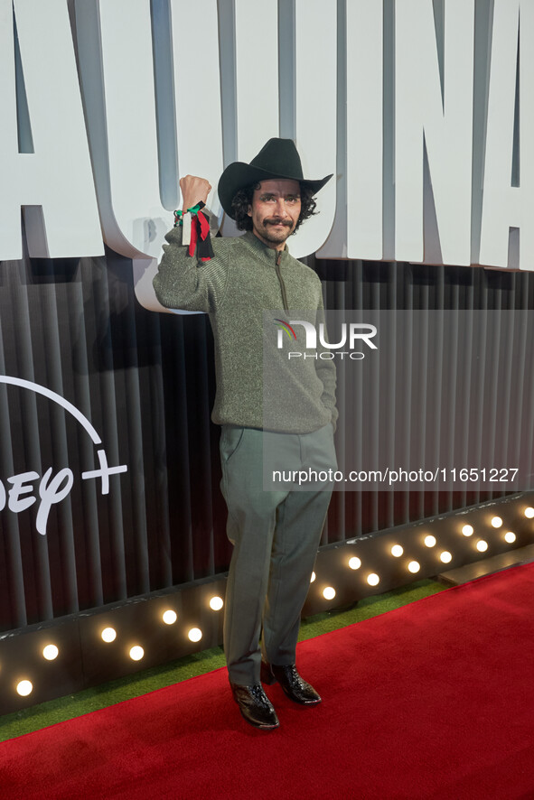 Raul Briones attends the red carpet of the 'La Maquina' film premiere by Disney Plus at Teatro Telcel in Mexico City, Mexico, on October 8,...