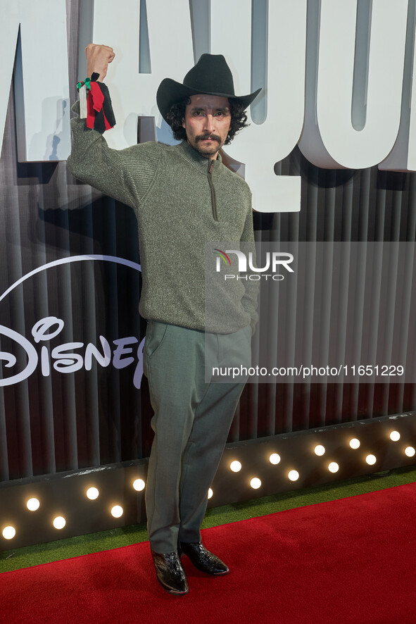 Raul Briones attends the red carpet of the 'La Maquina' film premiere by Disney Plus at Teatro Telcel in Mexico City, Mexico, on October 8,...