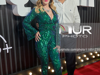 Lucia Mendez and Pedro Antonio Torres attend the red carpet of the 'La Maquina' film premiere by Disney Plus at Teatro Telcel in Mexico City...