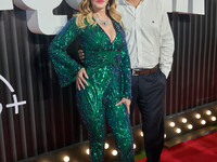 Lucia Mendez and Pedro Antonio Torres attend the red carpet of the 'La Maquina' film premiere by Disney Plus at Teatro Telcel in Mexico City...