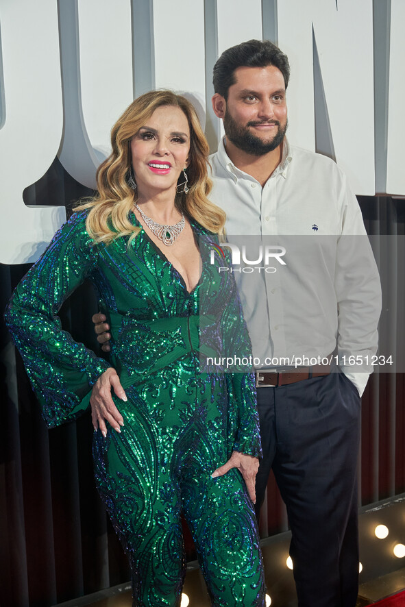 Lucia Mendez and Pedro Antonio Torres attend the red carpet of the 'La Maquina' film premiere by Disney Plus at Teatro Telcel in Mexico City...