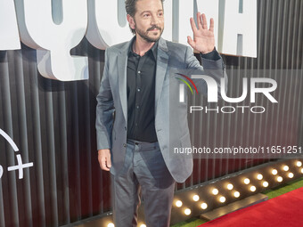 Diego Luna attends the red carpet of the 'La Maquina' by Disney Plus film premiere at Teatro Telcel in Mexico City, Mexico, on October 8, 20...